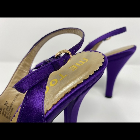 Me Too Jeanette Peep Toe Satin Heels. Purple sz 5 - Picture 6 of 9